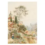 Italian Coastal Landscape by Ebenezer Wake Cook, Watercolor on paper, sold Jun 2024