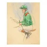 Mounted Jockey in Green by Henry Koehler, Pastel, sold Jun 2024