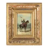 Portrait of a Cossack on Horseback by Marius Roy, Oil on panel, sold Jun 2024