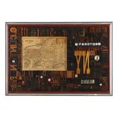 Assemblage by Leo Kaplan, Two-dimensional collage comprised of antique print blocks, sold Jun 2024