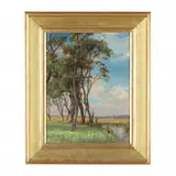 Landscape with Figure by Edgar Downs, Oil on panel, sold Jun 2024