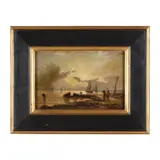 Shoreline with Fisherman by C. A. Bartow, Oil on canvas, sold Jun 2024