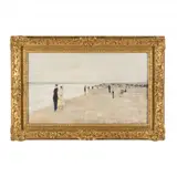 La Plage à Trouville, Deavuille by Henri Martin, Oil on canvas, sold Jun 2024