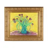 Still Life with Purple Tulips by James Scoppettone, Oil on canvas, sold Jun 2024