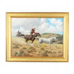 Lassoing by Arthur Sarnoff, Oil on masonite, sold Jun 2024