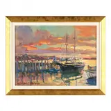 Harbor Scene at Dusk by James P. Kerr, Oil on canvas, sold Jun 2024