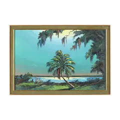 Sunlit Palm Along the Coastline by James Gibson, Oil on panel, sold Jun 2024
