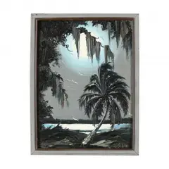 Moonlit Palm Under Spanish Moss by James Gibson, Oil on board, sold Jun 2024