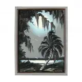 Moonlit Palm Under Spanish Moss by James Gibson, Oil on board, sold Jun 2024