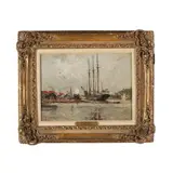 Gloucester by Guy Carleton Wiggins, Oil on board mounted to panel, sold Jun 2024