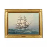 USS Constitution by C Myron Clark, Oil on canvas, sold Jun 2024