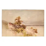 Coastal Landscape by John Frederick Kensett, Watercolor on wove paper, sold Jun 2024