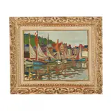 Le Vieux Bassin, Honfleur by Henri Liénard Saint Delis, Oil on canvas laid on board, sold Jun 2024
