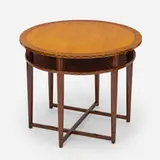 Occasional table by attribution Josef Hoffmann, c. 1910, bird's-eye maple, walnut, beech, marquetry, sold Oct 2022