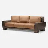 Idaho sofa by Berman Rosetti, c. 2005, leather, Loro Piana pure cashmere upholstery, enameled steel, sold Oct 2022