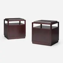 Occasional tables model 4776A, pair by Edward Wormley, 1947, mahogany, granite, brass, sold Oct 2022