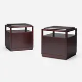 Occasional tables model 4776A, pair by Edward Wormley, 1947, mahogany, granite, brass, sold Oct 2022