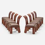 Dining chairs, set of eight by Wendell Castle, 2010, mahogany, leather, sold Oct 2022