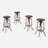 Toledo stools, set of four by Contemporary, c. 2000, black chromed steel, oak, sold Oct 2022