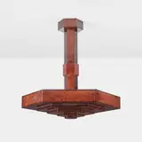 Ceiling lamp by Georges Djo-Bourgeois, c. 1930, burled maple, rosewood veneer, sold Oct 2022