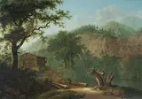 Bauernhaus am Ufer eines Bergsees, 1832 by Johann Rudolf Bühlmann, oil on canvas, sold Mar 2019