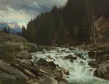 Bergbach in Graubündten", 1890 by Johann Gottfried Steffan, oil on canvas, sold Mar 2019