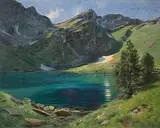 Lac Lioson by Fritz Huguenin-Lassauguette, oil on canvas, sold Mar 2019