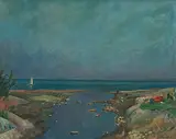 Landschaft am Bodensee (bei Goldach)", 1949 by Paul Basilius Barth, oil on canvas, sold Mar 2019