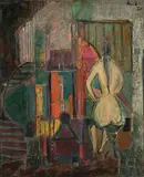 Akt im Atelier", 1951 by Adolf Herbst, oil on canvas, sold Mar 2019