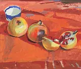 Stillleben mit Granatäpfeln by Heinrich Müller, oil on canvas, sold Mar 2019