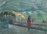 Metrostation", 1967 by Walter Sautter, oil on canvas, sold Mar 2019