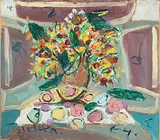 Blumen in Vase, 1964 by Walter Arnold Steffen, oil on board, offered Mar 2019