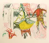 Bauer mit Schlittengefährt by Alois Carigiet, 1962, color lithograph, offered Mar 2019