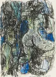 Akt in Grün vor blauem Hintergrund by Charles Rollier, 1967, watercolor, offered Mar 2019