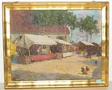 Jahrmarkt", 1913 by Arnold Baur, oil on canvas, offered Mar 2019