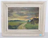Abendlandschaft", 1959 by Fritz Boscovits, oil on board, offered Mar 2019