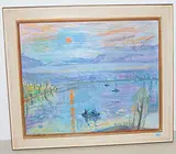 Sonnenaufgang über dem See by Max Franz Brütschlin, oil on canvas, sold Mar 2019