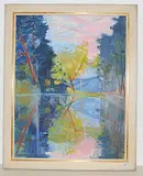Spiegelungen im Weiher by Max Franz Brütschlin, oil on canvas, sold Mar 2019