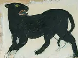 La panthère noir", 1977 by Mario Comensoli, oil, sold Mar 2019