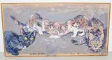 Katzengehtto", 1986 by Fritz Hug, oil on canvas, sold Mar 2019