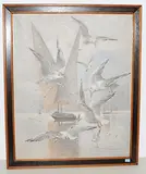 Möven über dem Genfersee by Fritz Huguenin-Lassauguette, oil on canvas, sold Mar 2019