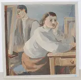 Der Maler und sein Modell im Atelier by Heinrich Müller, oil on canvas, sold Mar 2019