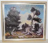 Alpine Landschaft mit Kiefern, 1932 by F. Hermann Thommen, oil on canvas, sold Mar 2019