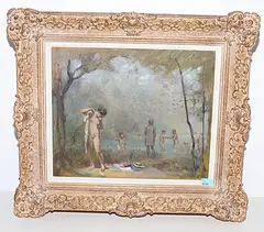 Badende by Fritz August Vitalis Widmann, oil on board, offered Mar 2019