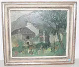 Alte Häuser in Losone", 1940 by Otto Wyler, oil, offered Mar 2019