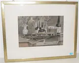 Stillleben mit Querflöte, Flaschen und Vasen by Hans Affeltranger, 1977, watercolor, sold Mar 2019