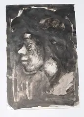 Portrait im Profil by Mario Comensoli, ink, sold Mar 2019