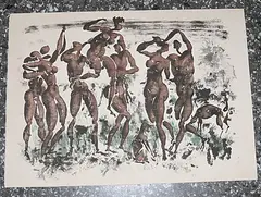 Bacchanale by Hans Erni, 1954, color lithograph, sold Mar 2019