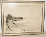 Seeufer by Victor Surbek, ink, sold Mar 2019