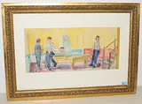 Billiardspieler by Rudolf Zender, watercolor, sold Mar 2019